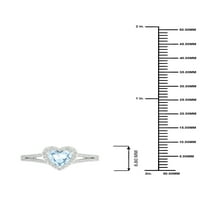 Imperial drágakő 10K fehér arany szívvágás Aquamarine CT TW Diamond Halo női gyűrű