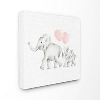 A Stupell Lakberendezési Gyűjtemény Elefánt Család Szív Léggömb Vászon Megjelenés Wall Art