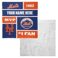 New York Mets MLB Colorblock Személyre szabott Selyem Touch Sherpa dobó takaró