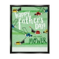 Stupell Industries Boldog Apák napi fűnyírók ünnepi festmény fekete úszó keretes művészeti nyomtatási fal művészet