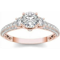 1- Carat T.W. Gyémánt háromköves eljegyzési gyűrű 14 kt rózsa aranyban