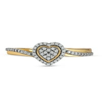 Imperial 10K sárga arany 1 10ct tdw gyémánt szív klaszter halo ígéret gyűrű