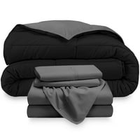 Csupasz otthoni mikroszálas 6 darabból álló fekete szürke kényelem, szürke lap beállítható ágy egy táskában, osztott király