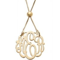Személyre szabott női arany az ezüst vékony monogram állítható nyaklánc felett