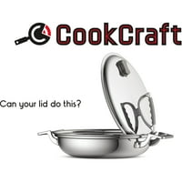 CookCraft Original 3-Qt. Tri-Ply rozsdamentes acél kettős fogantyú-rakott serpenyő szilikon fogantyúkkal és kényelmes fedéllel,