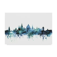 Védjegy képzőművészet 'Oxford England kék kékeszöld Skyline' vászon művészet Michael Tompsett