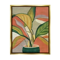 Stupell Industries modern trópusi cserepes növényfestés Fémes arany úszó keretes vászon nyomtatott fali művészet, tervezés: Carol