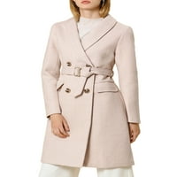 Egyedi alku a nők Chevron övezette kendő gallér hajtókészülék dupla mellű kabát