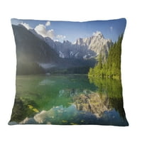 Designart zöld hegyi tó az Alpokban-táj nyomtatott Dobópárna-18x18