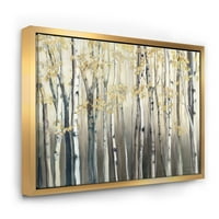 Designart 'Golden Birch Forest I' Tájok keretes vászon