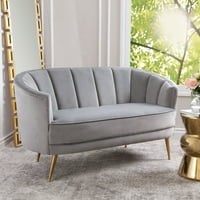 Devon és Claire Olivia Channel Tufted Velvet kanapé, szürke