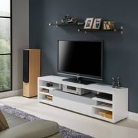 Amerikai bútorok Phillippe TV -állvány, fényes fehér és ezüst