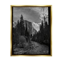 Stupell Industries Yosemite Park Természet tájkép Fénykép Fémes arany úszó keretes vászon nyomtatott fali művészet, Andre Eichman