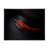Designart 'Gyönyörű fekete bőr női szem piros gyémántokkal' modern keretes vászon fali művészet nyomtatás