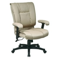 Office Star EX9381-Deluxe Mid Back Executive Deluxe bevont Tan bőr szék párna felső ülés és vissza-G Tan