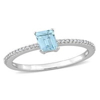 Carat T.G.W. Sky-Blue Topaz és Carat T.W. Diamond 10K fehérarany ígéret gyűrű