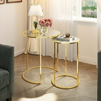 Dextrus Modern fészkelő dohányzóasztal A magas oldalsó kanapé -asztal halmazához, aranykerettel, kör alakú, hálószoba, apartman