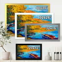 Designart 'The Lake a Sunset Esti Esti Glow II' Lake House keretes művészeti nyomtatás