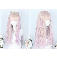 Egyedi olcsó emberi haj parókák nőknek göndör paróka paróka sapkával 28 rózsaszín gradiens pruple