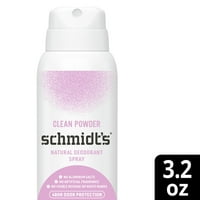 Schmidt természetes dezodor Spray nőknek és férfiaknak, tiszta por 48 órás Szagvédelemmel, alumíniumsók nélkül, fehér jelek nélkül,