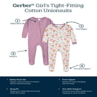 Gerber Baby & Toddler Girl Snug Fit Fit Looted Cotton Pizsama, 2-Pack