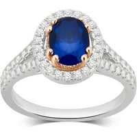 Létrehozott kék és fehér zafír drágakő két hangú ezüst split szárgyűrű