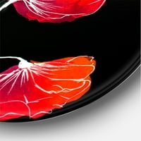 Designart 'Absztrakt piros virág részlet a fekete háttér II' hagyományos körfém fali művészet - 11 lemez
