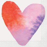 Akvarell szívek Valentin napi papír ital szalvéta, 5in, 16ct