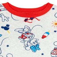 Mickey és Minnie Mouse Americana Tipegő Fiú és lány Unise pamut pizsama szett, 2 részes, méretek 12M-5T