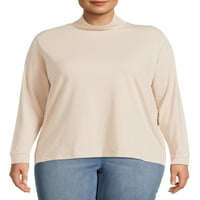 Terra & Sky Women's Plus méretű MOCK nyaki póló, 2-Pack
