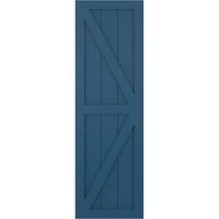 Ekena Millwork 18 W 47 H True Fit PVC Két egyenlő panel parasztház rögzített redőnyök w z-bar, tartózkodási kék