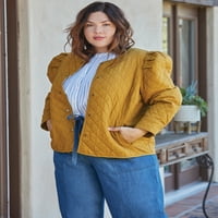 A Get Women's Plus méretű puff ujjú steppelt kabát
