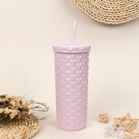 Mainstays 24 uncia környezetbarát műanyag texturált pohár fedéllel, rózsaszín
