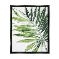 Stupell Industries trópusi zöld növényi kifejező pálmavonal jet fekete keretes úszó vászon fali művészet, 16x20