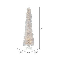 Vickerman 9' 26 fehér ceruza mesterséges karácsonyfa, meleg fehér funkció LED lámpák