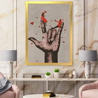 DesignArt 'Szeretlek, kézjel romantikus párral' modern keretes művészeti nyomtatás
