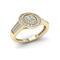 1 2Ct TDW gyémánt 10K sárga arany ovális alak halo gyűrű
