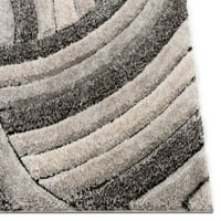 Jól szőtt San Francisco nyomtatott modern shag geometriai csíkok futó szőnyeg, bézs