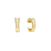 14K sárga arany kúpos fül mandzsetta gyémánt - nők