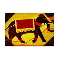 Védjegy képzőművészet' Elephant on Yellow ' vászon művészet Anthony Freda