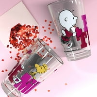 A Zak tervezi üveg pint oz mogyorót Charlie Brown & Snoopy Valentine Tumblers, 2 -es készlet