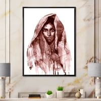 Designart 'Fekete -fehér portréja fiatal indiai nő II' 'Modern keretes vászon fali művészet nyomtatás