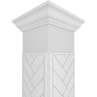 Ekena Millwork 8 W 9'H kézműves klasszikus négyzet alakú nem társított Herringbone Modern Fretwork oszlop W Crown Capital & Crown