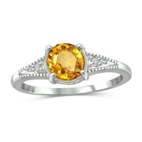 JewelersClub Citrine Ring Birthstone Jewelry - 1. Karát -citrin 0. Sterling ezüst gyűrűs ékszerek fehér gyémánt akcentussal -