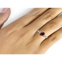 1. Karát gránát drágakő és akcentus fehér gyémánt gyűrű