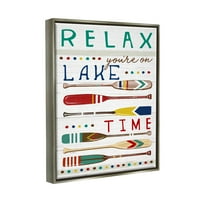 Staell Industries Rela Lake Time Rusztikus Oars Grafikus Art Luster szürke úszó keretes vászon nyomtatott fali művészet, Design