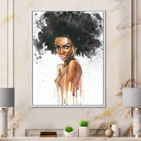 Designart 'Afro American Woman portréja vii' Modern keretes vászon fali művészet nyomtatás