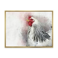 Designart „A fehér Columbia Brahma Rooster Bird közelről” hagyományos keretes vászonfali nyomtatása