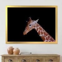 Designart 'A zsiráf portréja a fekete háttéren.