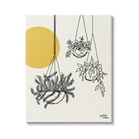 Stupell Industries lógó cserepes növény minimális sárga napsókor -grafikus galéria csomagolt vászon nyomtatott fali művészet,